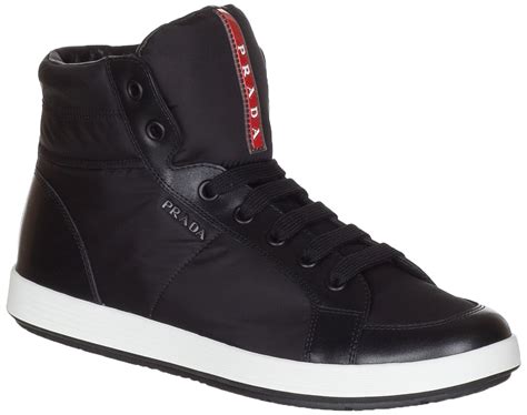 prada high top sneakers black|buy Prada sneakers online.